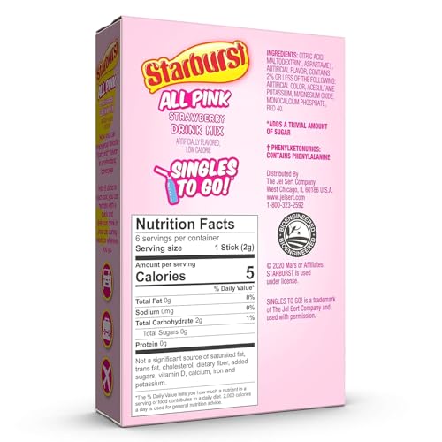 Starburst Singles To Go Powdered Drink Mix, Strawberry, 1 Box with 6 Packets - 6 Total Servings - image 2