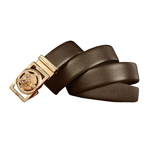 Men's Western Cowboy Belt - Howling Wolf Head Square Ratchet Buckle With Easy Slide Adjustment