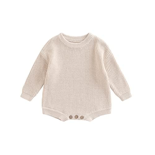 woshilaocai baby boy girl sweater oversized long sleeve romper warm crewneck bodysuit knitted winter clothes