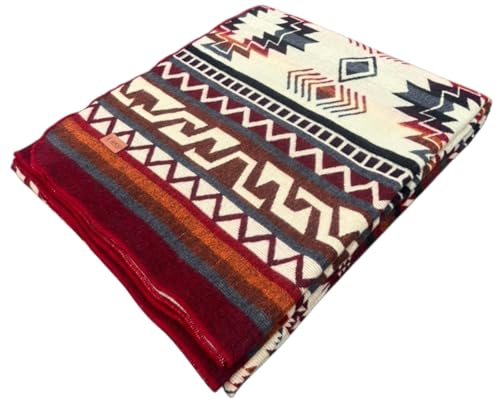 Image of Alpaca Wool Blanket, King Size 100 x 83, Reversible 2 in 1, Thick and Ultra Soft, Hypoallergenic, Non-Itchy, Handmade in Ecuador. Premium Alpaca Wool (Red, King (100 inch x 83 inch))