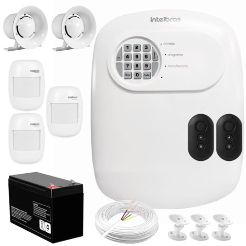 Kit Central de Alarme Anm 24 Net Intelbras + 3 Sensores Ivp 2000 Sf + Bateria + Sirenes + Cabo