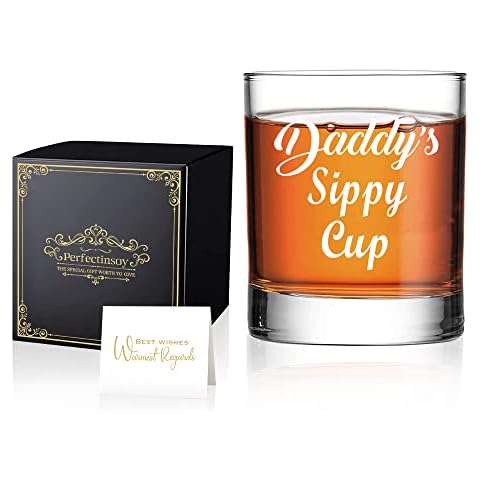 Perfectinsoy Daddy's Sippy Cup Whiskey Glass with Gift Box, Birthday Gift for for Dad, New Dad,Grandpa, Husband, Colleague, Funny Birthday Gift for Dad From Daughter Son Wife Cover