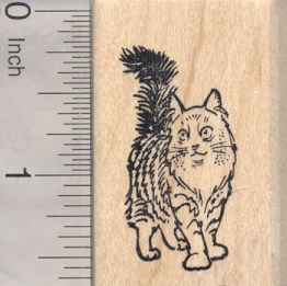 Norwegian Forest Cat Rubber Stamp, Cold Climate Cat from Norway,