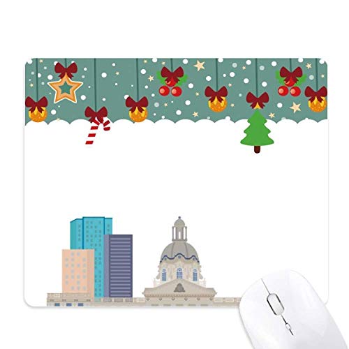 Tapis de souris de bureau de Noël en caoutchouc antidérapant motif bâtiments de la ville h2