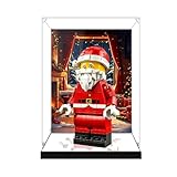 Vitrina acrílica para Lego 40820 figura grande de Papá Noel, caja a prueba de polvo, caja de almacenamiento, caja transparente, caja expositora compatible con 40820 (solo caja) (fondo + espejo C)