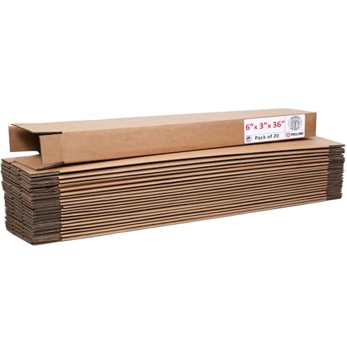 Image of Tall Cardboard Boxes 6 inchL x 3 inchW x 36 inchH (Pack of 20) - USA-Made Packing Boxes for Moving, Shipping, or Storage - USPS, UPS, FedEx Approved - Professional Packing Supplies for Moving