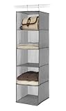 Whitmor Hanging Accessory Shelves 5 Open Sweater Shelves Crosshatch Gray 10.75 x 10 x 35 inches