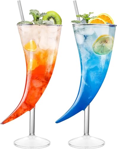 Image of Melbify Horn Shaped Beer Glasses | Set of 2 | 350 ml | Curved Beer Glass | Large | Big | Unique| Exclusive| Horn Beer Glass Super Tall