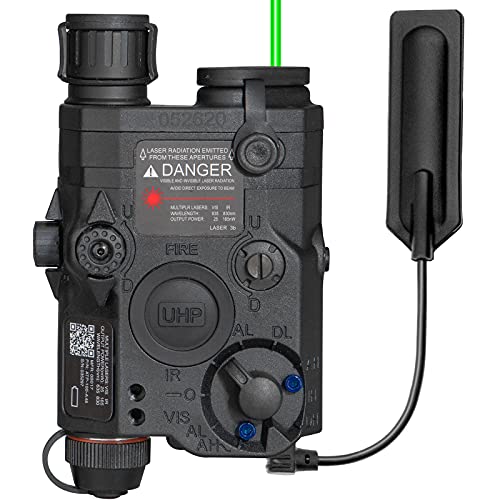 ACTIONUNION Airsoft PEQ 15 Pro Green Laser PEQ Box IR Laser + Green Laser Sight + White LED Flashlight for AEG GBB CQB (Black)