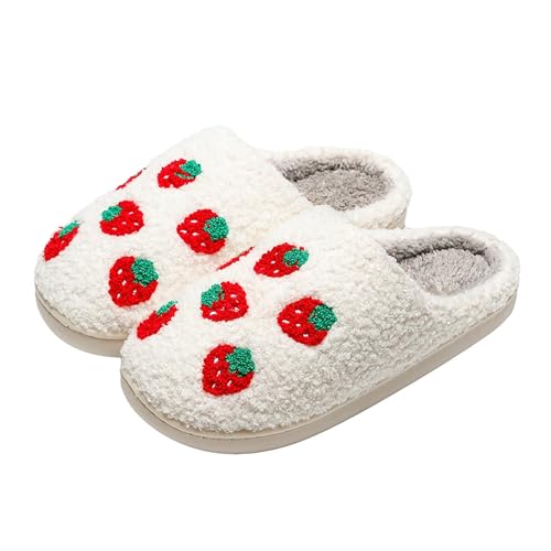 Image of Women's Men's Cute Fuzzy Heart Slippers Memory Foam Fluffy Couple Slippers Cozy House Indoor Outdoor Shoes