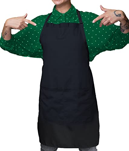 MFAZ Morefaz Ltd Verstellbare Schürze mit 2 Taschen, Kochschürze, Küchenschürze für Küche, Restaurant, Café, Baumwolle, Taille oder lang, Schwarz und Weiß