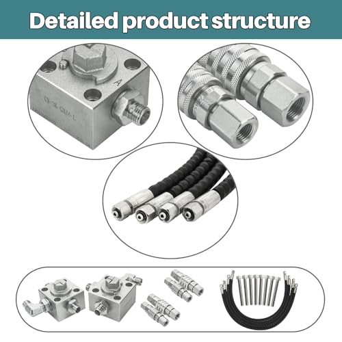 Image of 2PCS 3-Way Diverter Valve Kit for 1-2 Ton Chinese Mini Excavator Alloy Steel Hydraulic Valves w /Quick Connects & 31 inch Flexible Hoses (Fits M14 /M16)