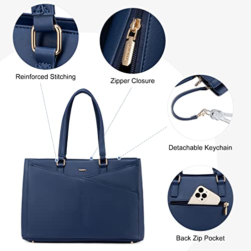 Image of Laptop Tote Bag for Women 15.6 Inch Waterproof Leather Computer Laptop Bag Women Business Office Work Bag Briefcase Large Travel Handbag Shoulder Bag