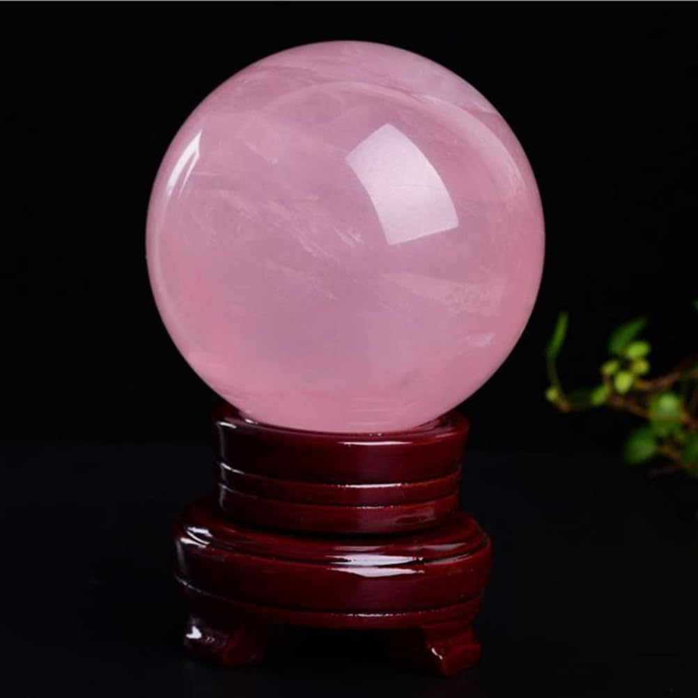 Rose Quartz Crystal Spheres, Rare Protective Stone Balls Powder Crystal Glass Sphere Decor Chic Desktop Adornment Elegant Home Office Bedroom for, Feng Shui,20mm