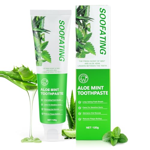 OFFCUP Aloe Menta Dentifricio, 120g Senza Fluoro Toothpaste, Alito Fresco, Sbiancante Delicato, Protegge La Salute Degli Adulti E Dei Denti Sensibili