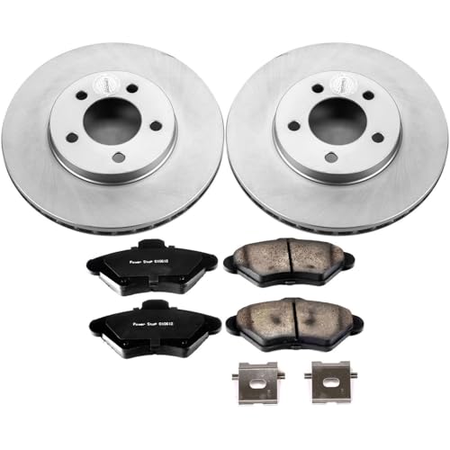 Image of PowerStop Front Brake Kit for Ford Thunderbird 1993-97 | Mercury Cougar 1993-97 - Fully-Coated Disc Rotors with Z17 Ceramic Brake Pads Replacement, CRK1325