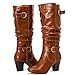 Ruiee Women's Slouchy Knee High Boots with Chunky Heel, Pointed Toe, Comfortable and Fashionable for Fall and Winter Wear for Women.230301 Brown LPU Size9.5