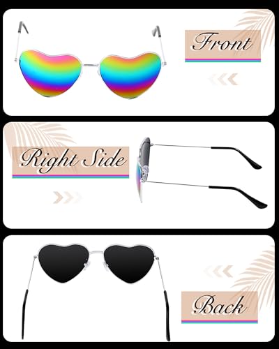 Xuhal 12 Pcs Gay Pride Sunglasses Bulk Lgbtq Pride Rainbow Heart Shaped Glasses Colored Retro Sunglasses Metal Frame Glasses Rainbow Accessories for Women Men4