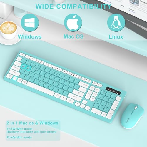 RECCAZR Wireless Keyboard and Mouse Combo, Full-Sized Keyboard and Adjustable DPI Mouse, 2.4GHz USB Receiver, Wireless for PC, Windows, Desktop, Laptop (Blue) by RECCAZR - Image 5