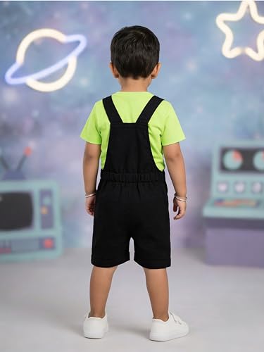 Image of KiddoPanti Unisex Infant Denim Dungaree | Cotton Blend Stretch | Baby Jumpsuit Witth Pockets | Comfortable Casual Outfit for Boys & Girls 6 Months-3 Years