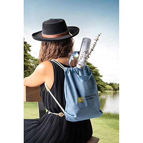 lepni.me Plain Tote Bag for Women | Canvas Drawstring Bag for Kids | Man Bags For Men | For School, Shopping or Gym| Premium Organic Cotton (Drawstrig/Tote Bag Blue Blank) - Image 4