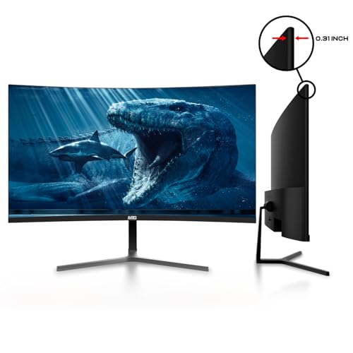 Image of MTG Dual 27 inch Curved Monitor Full HD 1080P Frameless Screen, HDMI DP USB Audio, Low Motion Blur, VESA Mount, RGB Keyboard Mouse Combo, Computer Monitor for Gaming, Home and Office