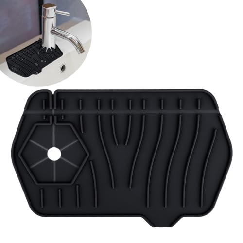 Comparison: Best Material For Kitchen Faucet 5 Silicone Sink Splash Guard Kitchen Splash Guard for Sink Splash Prevention Faucet Mat for Kitchen Sink Faucet Guard, Draining Mat Faucet Mat for Kitchen Sink Faucet Splash Guard(Black)