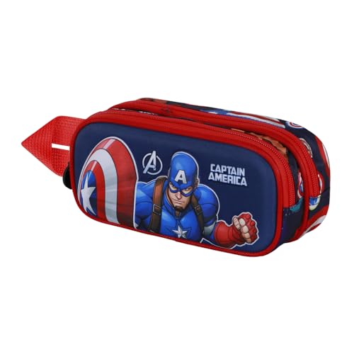 Marvel Capitán América Patriot-Estuche Portatodo 3D Doble, Multicolor, 22 x 10 cm
