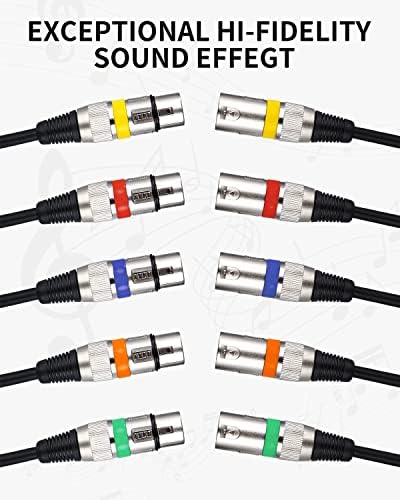 (5er-Pack) 3-Pin-XLR-Stecker auf Mikrofonkabel 5 m / 16,4 ft, DMX-Signalkabel Verbindungskabel DMX-Kabel für Bühnenlicht (Metallstecker)