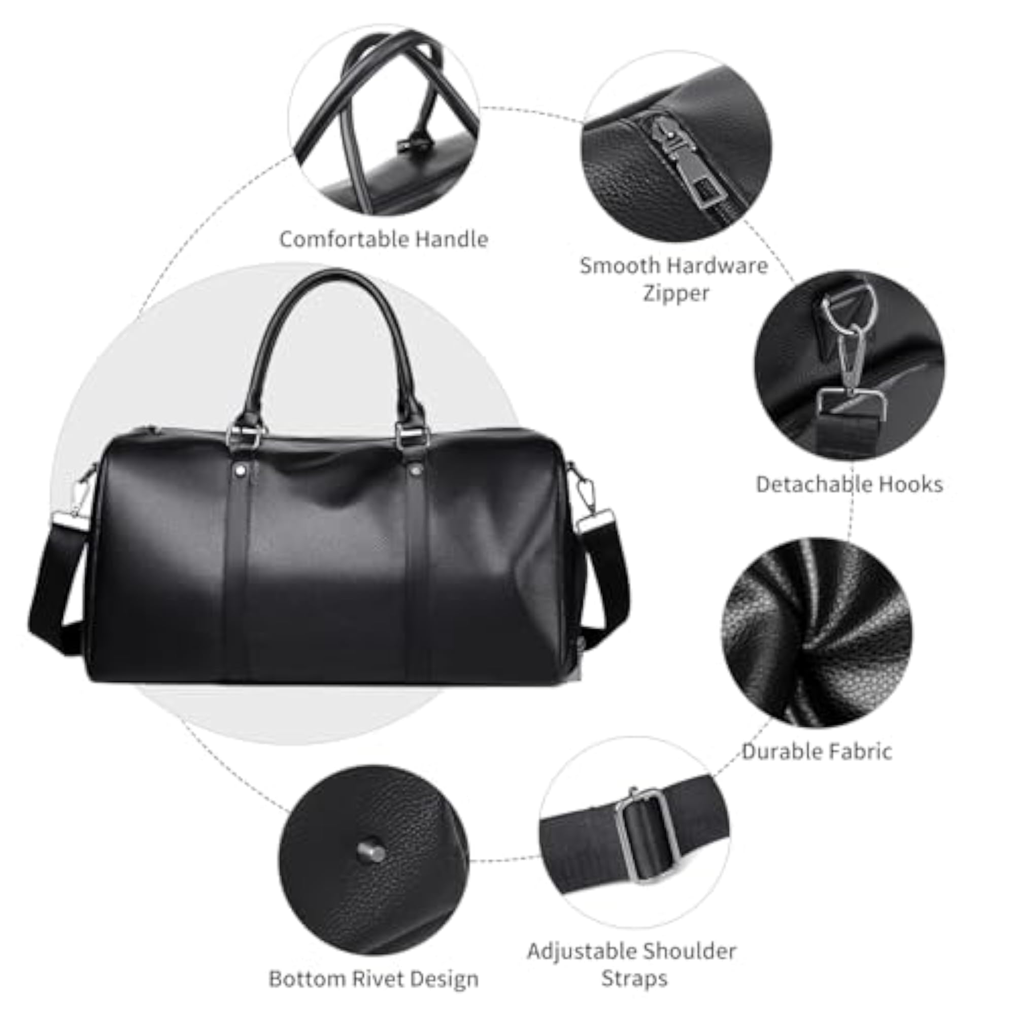 Waterproof Leather Travel Duffel Bag, Retro Weekend Bag