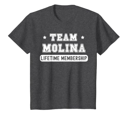 Team Molina Lifetime Membership Funny Family Last Name T-Shirt, Youth, Dark Heather Grey, Small