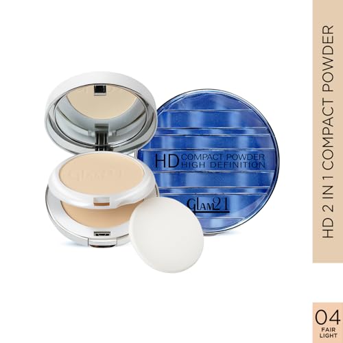 Image of Glam21 inch2 In 1 inch HD Compact Powder | Oil-Free Formula | 12 Hrs Long-Lasting Freshness | Natural Matte Finish | Smooth, Lightweight & Buildable Coverage for Daily Face Makeup, 18gm-Fair Light -04