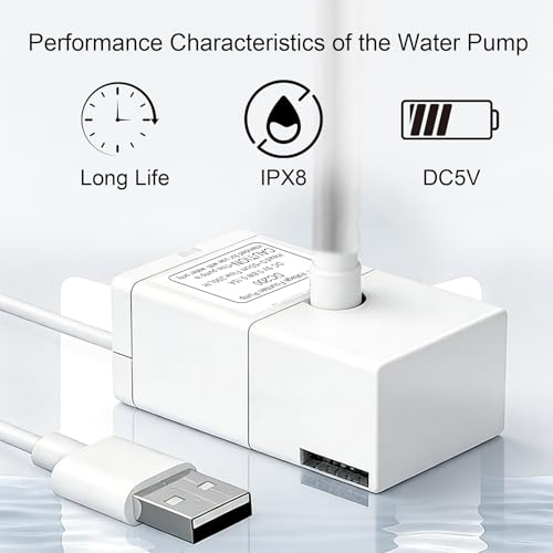 Bomba para fuente de agua para gato con filtro y luz LED miniatura 4