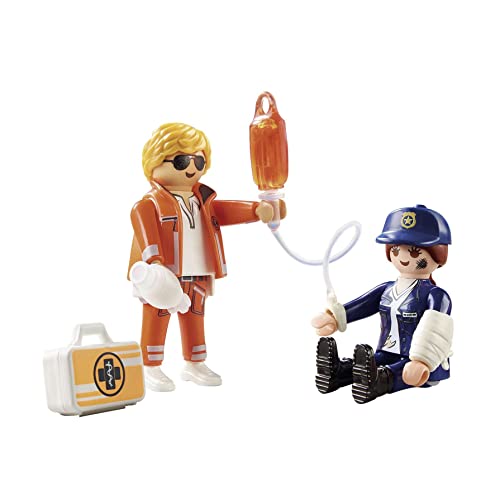 Playmobil 70823 Duo Secouriste et policière - City Action- L'Hôpital- Deux Personnages Petit Prix