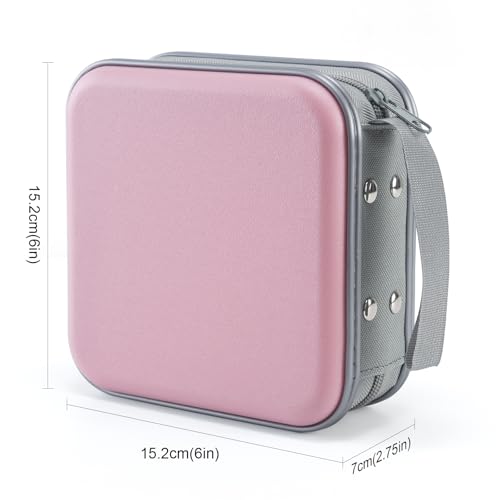 UENTIP CD-Hülle mit 48 Kapazitäten, tragbare DVD-Hülle aus Hartplastik, CD-Organizer, Brieftasche, schützende DVD-Aufbewahrung (Hellrosa, 48)