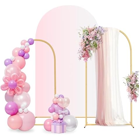 Metal Aarch Backdrop Stand Gold Wedding Arch Stand Set of 3 (7.2FT,6.6FT,6FT) Balloon Arch Stands, Arched Frame for Birthday Party Christmas Celebration Garden Wedding Decoration(Only Stands) Cover