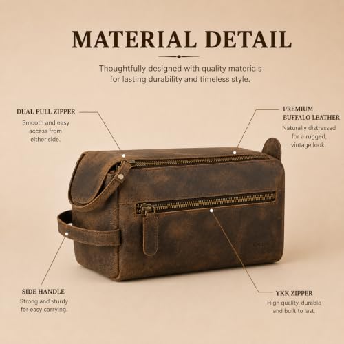 KomalC Buffalo Leather Toiletry Bag