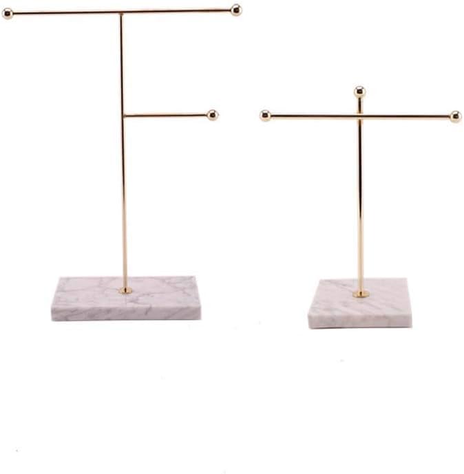 Creative Marble Iron Metal Jewelry Rack Storage Ornaments Metal Bracket Necklace Jewelry Display Stand Two Pieces Combination Delicate beautiful