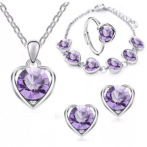 Ensemble de bijoux léger améthyste : parure d'exception 4 pièces
