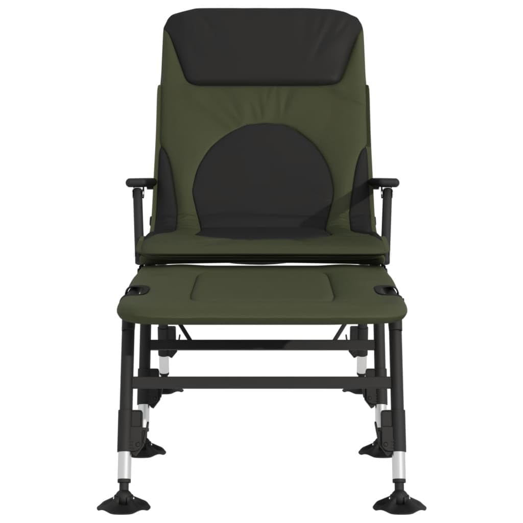 Angelliege Klappbar mit Verstellbarer Rückenlehne, Karpfenliege mit Schlammfüßen, Campingliege für Outdoor, Grün, 180cm