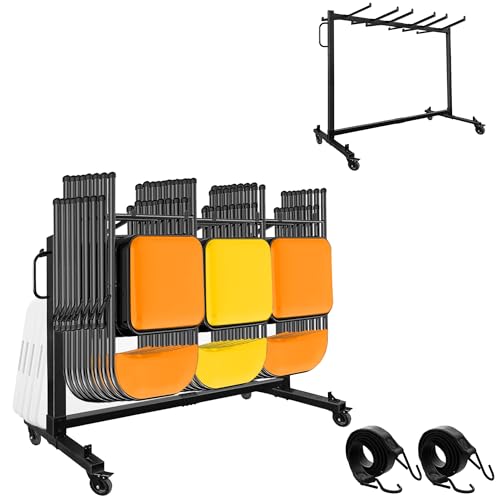koretech Folding Chair Rack for 48 Chairs or 12 Tables, Folding Chair Cart with Wheels Heavy Duty, Chair Storage Dolly for Transport Organize Chairs by koretech - Used condition - US$113.65