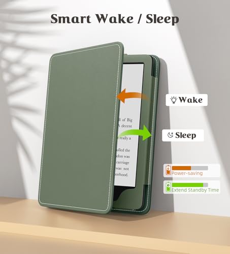 Image of MoKo Case for 7 inch /6.8 inch Kindle Paperwhite(12th /11th Generation-2024 /2021) and Kindle Colorsoft Signature Edition, Slim PU Shell Cover Case with Auto-Wake /Sleep for Kindle Paperwhite 2024, Celadon