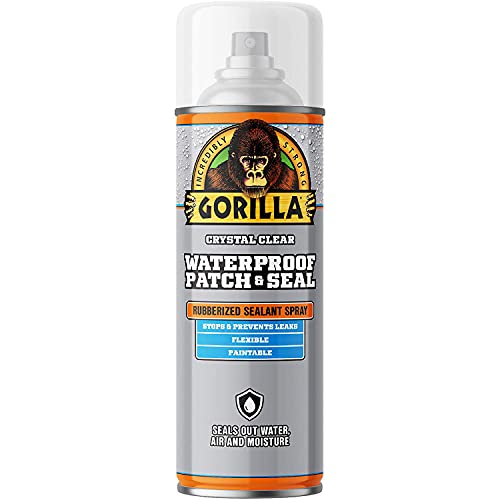 Gorilla Waterproof Patch & Seal Rubberized Sealant Spray, Crystal Clear, 14 Ounce (Pack of 1) - Seals Out Water, Air, and Moisture