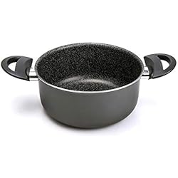 Cazuelas De Piedra Alluflon Tradizione Italia Cazuela con Asas, Superficie de Piedra, Revestimiento Antiadherente y Antirayaduras, Apta para el Lavavajillas, 24 cm