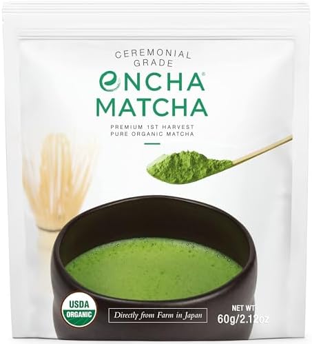Encha Ceremonial Grade Matcha Powder - Organic First Harvest Japanese Matcha Green Tea, Matcha Tea From Uji, Japan (60g/2.12oz)