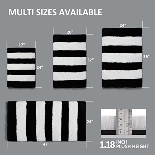 Yihouse Extra Thick Plush Bathroom Rugs Non Slip Absorbent Soft Microfiber Bath Mat Machine Washable Fluffy Shaggy Rug 17X24 Black And White #TOP4