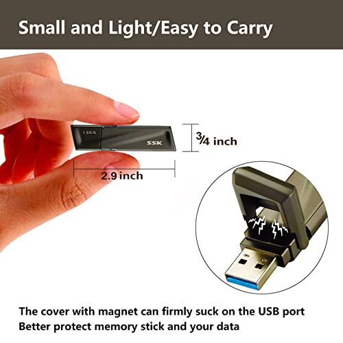 Ssk 128Gb Usb Ssd Solid State Flash Drive 550Mb/S Super-Fast Transfer Speed Usb 3.2 Gen2 Thumb(Jump) Drive Memory Stick + Usb C Adapter For Type-C Smartphone, Laptop, Macbook/Pro/Air And More #TOP5