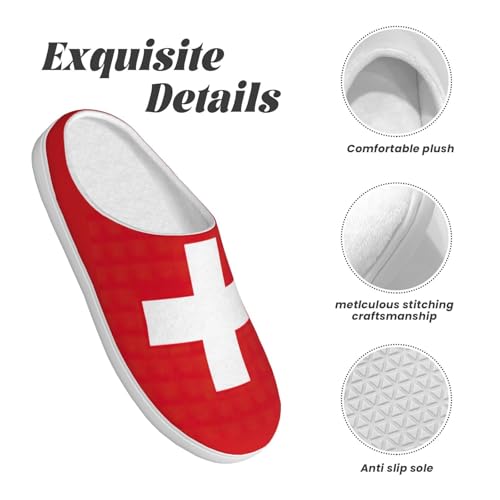 Pantoufles d'hiver peluche drapeau suisse EdWal unisexes - 5
