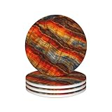Petrified Wood Agate Coasters Set of 4, Funny Ceramic Absorbent Drink Glass Cup Holder Bar Cute Coaster Desk Tabletop Protection, Coffee Table Decor Ideal for Home Décor