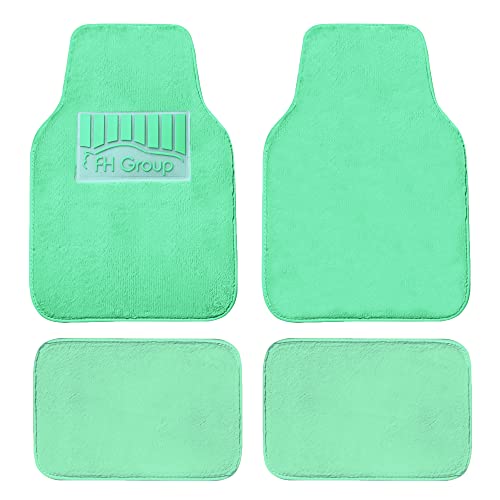 Image of FH Group Universal Fit Full Set Doe16 Faux Rabbit Fur Automotive Floor Mats fits most Cars, SUVs, Trucks and Vans Mint
